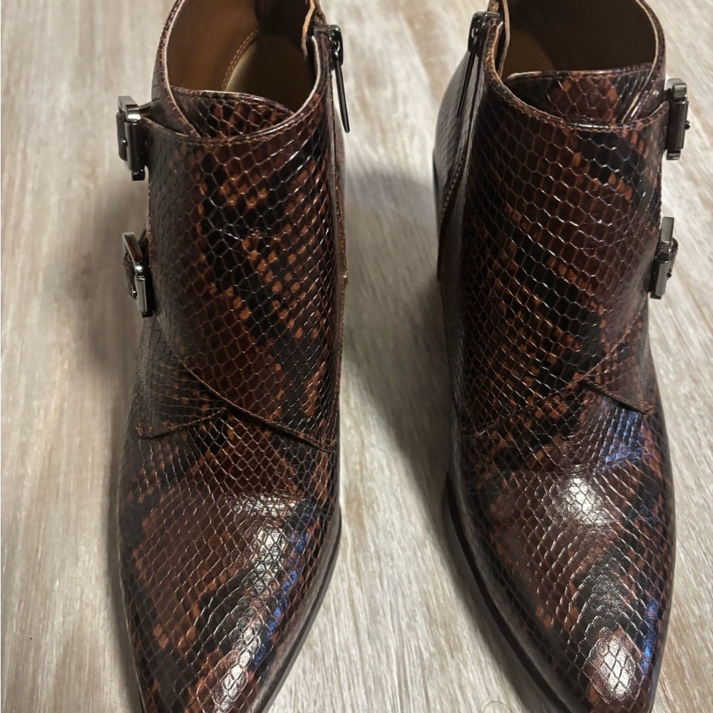 Michael Kors Loni Elegant Brown Snakeskin Ankle Booties